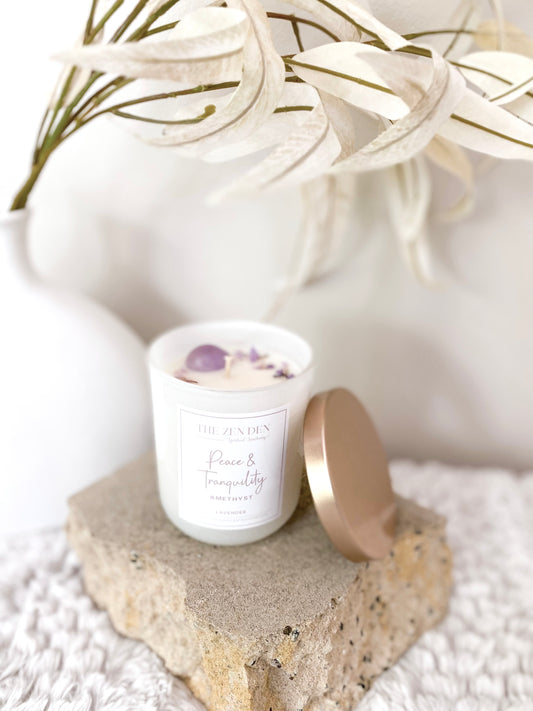 Peace and Tranquility Crystal Candle