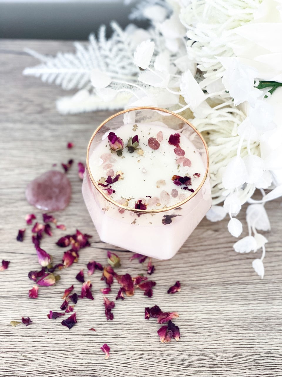 Strawberry Quartz Crystal Candle