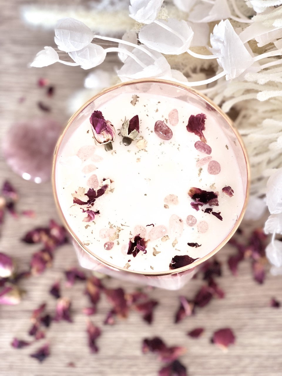 Strawberry Quartz Crystal Candle